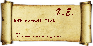 Körmendi Elek névjegykártya