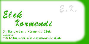 elek kormendi business card