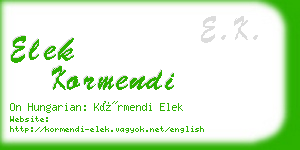 elek kormendi business card